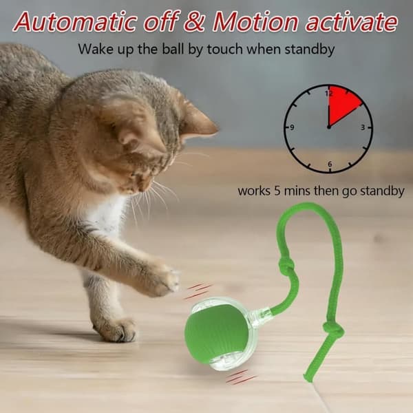 Moorle Leksak till Katt, Interaktiv Kattleksak - Boll som rör sig-Auto-Rolling, Rechargeable