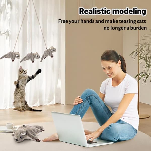 Electric Sound Leksak till Katt, Vibrating Wings, Plush, Interactive Pet Gift