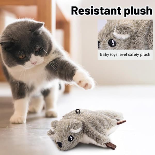 Electric Sound Leksak till Katt, Vibrating Wings, Plush, Interactive Pet Gift