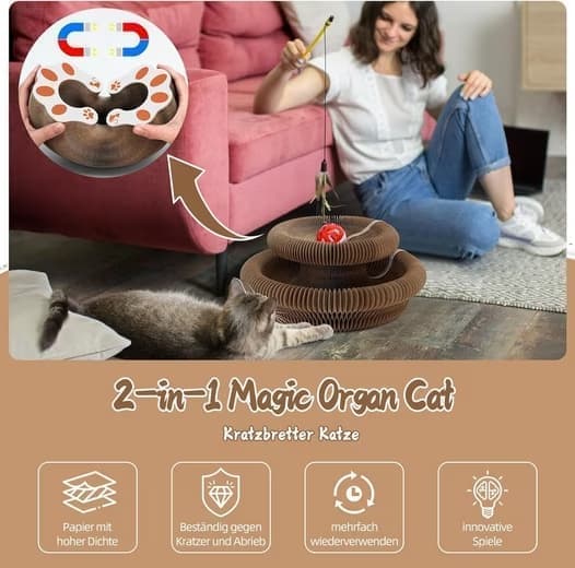 2-in-1 Magic Cat -raapimismatto kelloilla – taitettava ja viihdyttävä kissoille