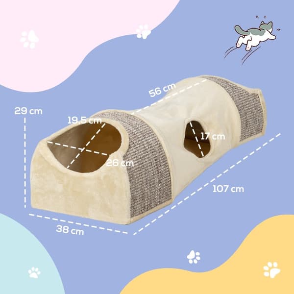Kat-tunnel, 107x38x29 cm, Beige