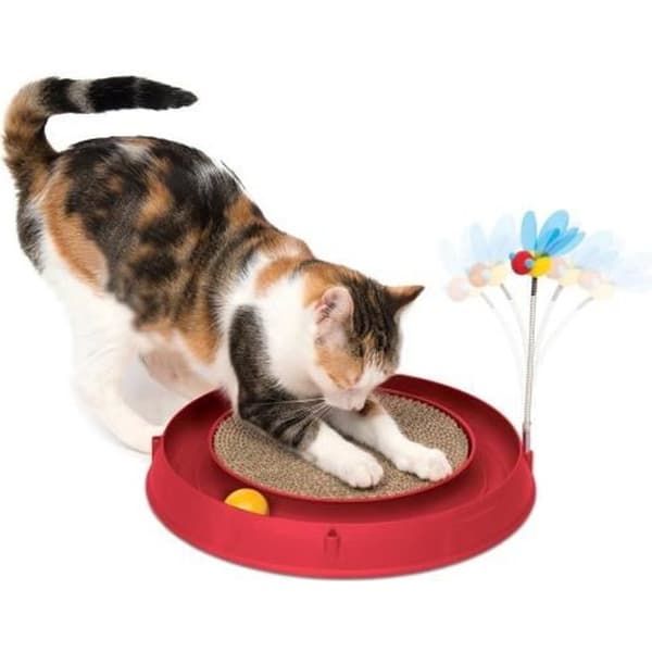 CAT IT-kurs 3 i 1 med boll och klösbräda - Ø 36 cm - Röd - För katter