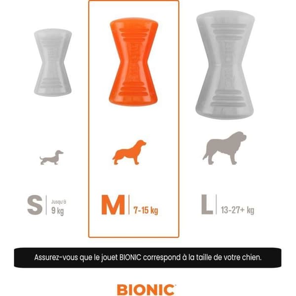 Koiranlelu - BIONIC - Luullinen - Koko Keskikokoinen 12 cm - Erittäin kestävä kumi - lyijytön, BPA-vapaa ja ftalaatiton