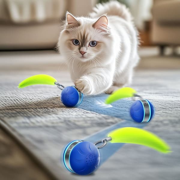 INF Interaktivt kjæledyrleketøy for katter - Smart Teaser Tumbler Ball Blå