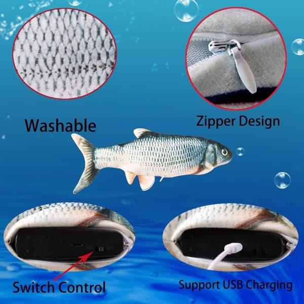 OBOSOE Elektrisk Kattelegetøj - 3D Fisk