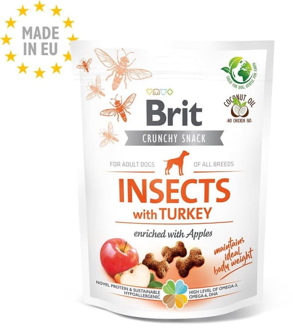Brit Care Crunchy Snack - Hyönteiset kalkkunan kanssa 200 g - Koiran välipalat - Hypoallergeeninen