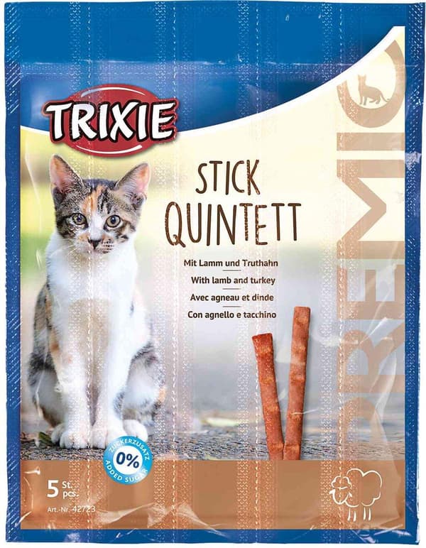 Snacks Premio Sticks-lammasta kalkkunankuivatulla kissanruoalla-5x5g