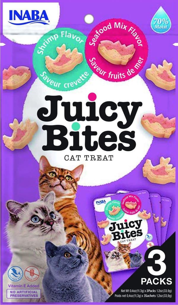 INABA Juicy Bites Katkarapu ja äyriäiset - kissan herkkuja - 3x11,3 g