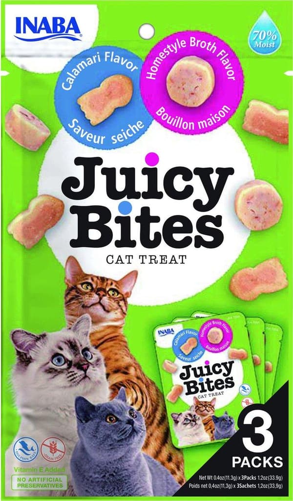 INABA Juicy Bites Homestyle buljong och bläckfisk - kattgodis - 3x11,3 g