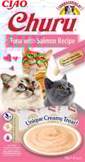 Miniatyrbild 4 av 4: INABA Churu Tonfisk med lax - kattgodis - 4x14 g
