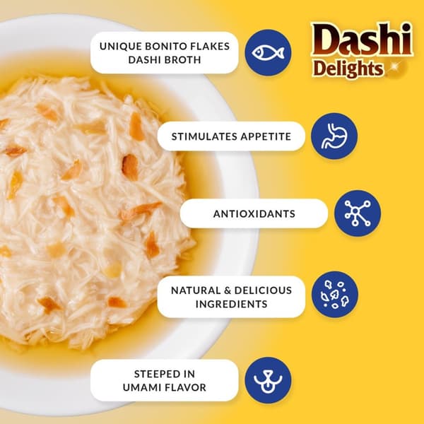 INABA Dashi Delights kanan, tonnikalan ja kampasimpukan liemi - kissan herkku - 70 g
