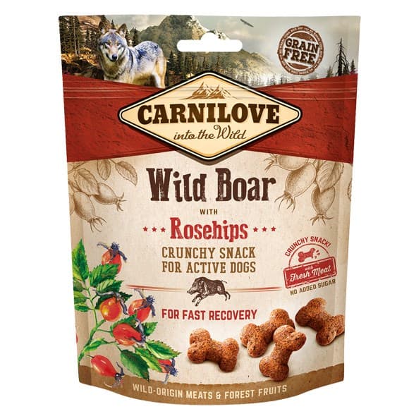 CARNILOVE Frisk Sprød Vildsvin & Hyben Med Frisk Kød - hundegodbidder - 200 g