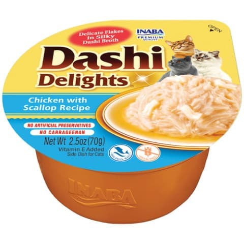 INABA Dashi Delights Kylling med kammuslinger i bouillon - kattegodbidder - 70g