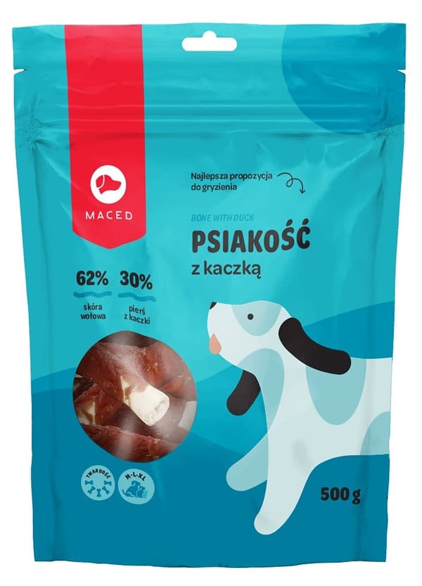 MACED Ankanmakuinen paksumpi raakanahkatikku - koiran puruluu - 500g