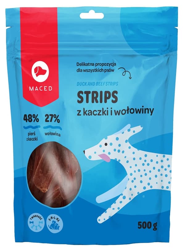 MACED And- og oksekødsstrimler - Hundegodbidder - 500g
