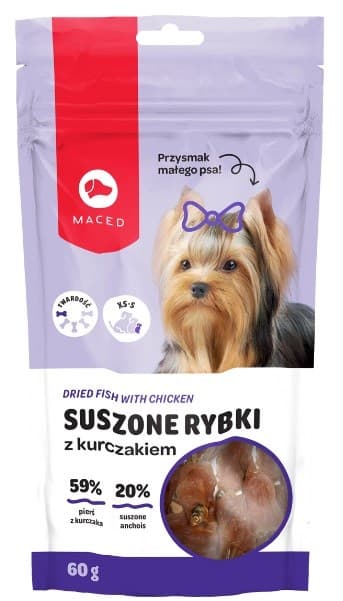 MACED Tørret fisk med kylling - Hundegodbidder - 60g