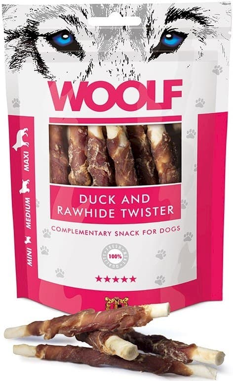 WOOLF Ankan raakanahkainen twister-koiranherkku - 100g