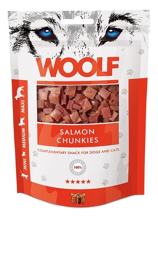 WOOLF Lakse Chunkies - godbid til hund og kat - 100 g