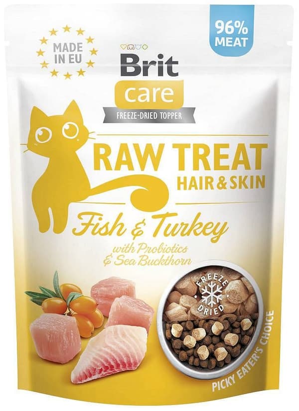 BRIT Care Raw Treat Hår & Skind fisk med kalkun - kattegodbidder - 40g