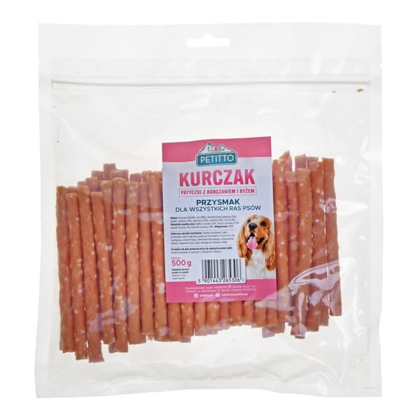 PETITTO Sticks med kyckling och ris - hundgodis - 500 g