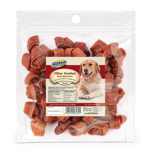 HILTON Knyttet andeben 6 cm - tyggeben til hund - 500 g