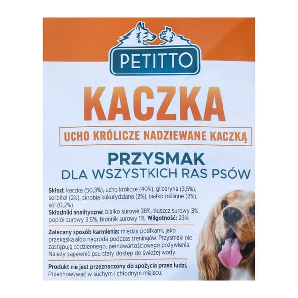 PETITTO Kaninöron fyllda med anka - hundgodis - 500 g
