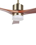 Miniatyrbillede 7 af 9: Loftsventilator Messing Jern og Massiv Mørkt Træ 130 x 54 cm Blade Fjernbetjening Støjsvag Lys Timer Moderne Soveværelse Stue Indretning