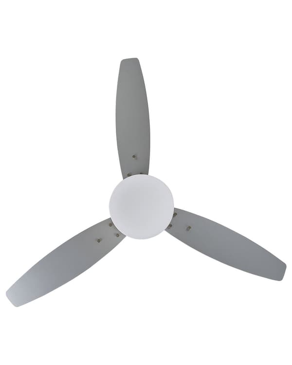 Loftventilator Hvid og Sølv Metal ø 122 x 56 cm 3 Blade Dekorativ Ventilator med Lys og Fjernbetjening Justerbare Højde Hængelampe