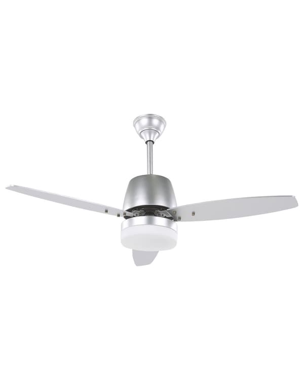 Loftventilator Hvid og Sølv Metal ø 122 x 56 cm 3 Blade Dekorativ Ventilator med Lys og Fjernbetjening Justerbare Højde Hængelampe