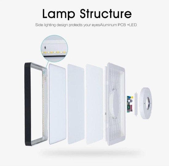 Luce taklampa - belysning - LED -lampa - fyrkant - svart - med fjärrkontroll - dimbar - 30 x 30 cm