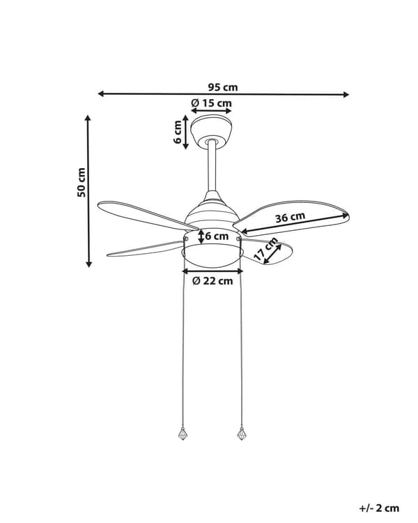 Takvifte med lys Bi-formet for barn med trekkjede 4 blader Hastighetsregulering Moderne