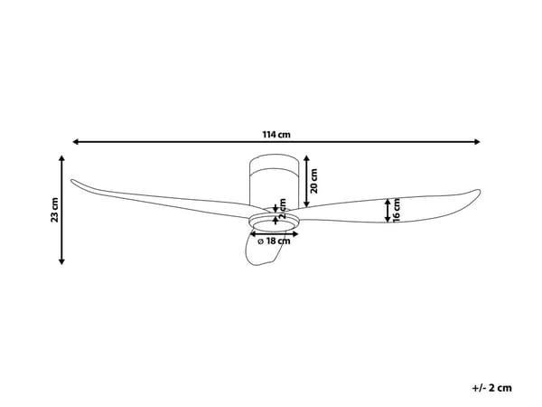 Loftventilator med fjernbetjening Brun Sort 23 x 114 cm Støjsvag Ventilator til Loft med 3 Blade Hastighedskontrol til Soveværelse