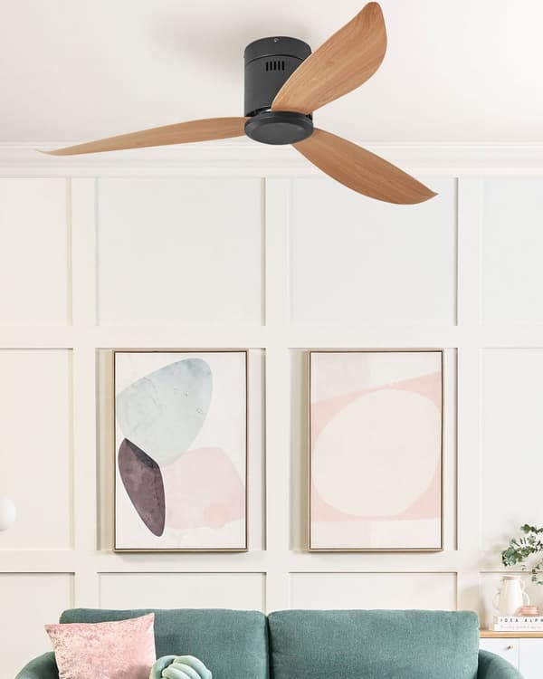 Loftventilator med fjernbetjening Brun Sort 23 x 114 cm Støjsvag Ventilator til Loft med 3 Blade Hastighedskontrol til Soveværelse