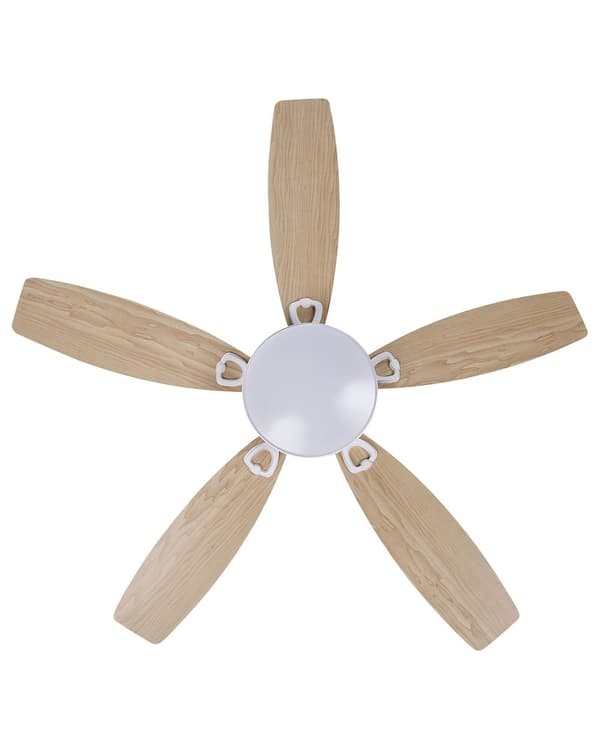 Loftventilator med lys Hvid Lyst Træ 50 x 110 cm Støjsvag Ventilator til Loft med Fjernbetjening og 5 Blade Hastighedskontrol til Soveværelse