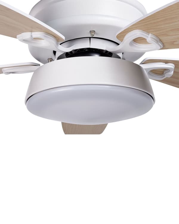 Loftventilator med lys Hvid Lyst Træ 50 x 110 cm Støjsvag Ventilator til Loft med Fjernbetjening og 5 Blade Hastighedskontrol til Soveværelse
