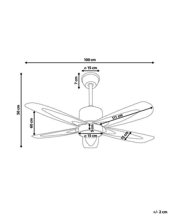 Loftventilator med lys 50 x 100 cm Ventilator til Loft med Fjernbetjening og 5 Blade Hastighedskontrol til Soveværelse