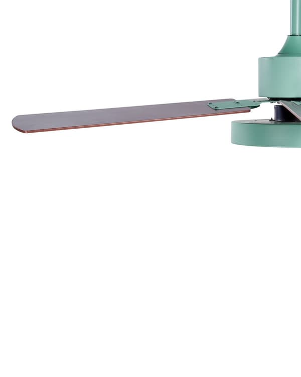 Loftsventilator med lys Ventilator Grønt syntetisk materiale Jern Fjernbetjening Lys Trækornseffekt Traditionel stue