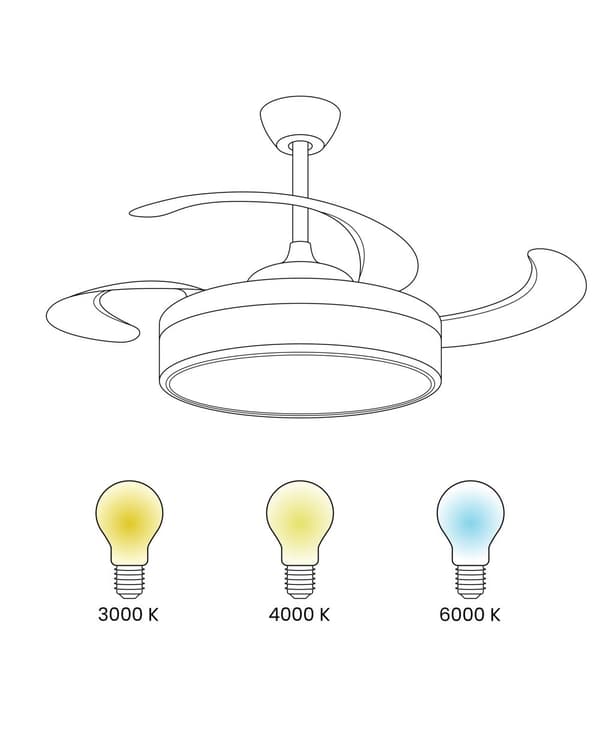 Loftsventilator med lys Ventilator Hvid Syntetisk materiale Jern Indtrækbare blade Fjernbetjening Lys Trækornseffekt Moderne Traditionel Stue