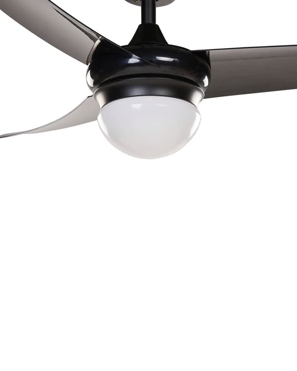 Loftsventilator med lys sort metal syntetisk materiale fjernbetjening 6 hastighedsindstillinger 3 lysfarver traditionel til soveværelset