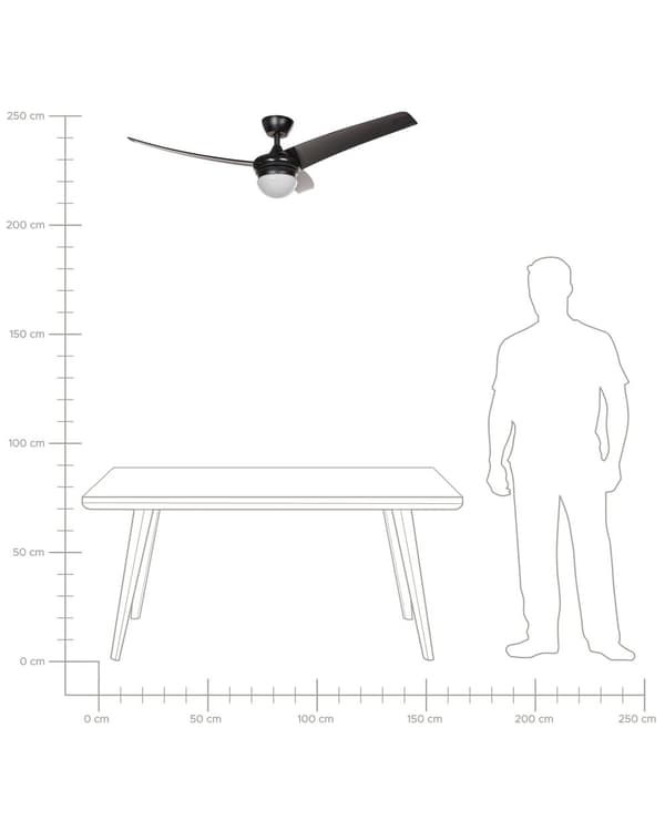 Takvifte med lys Ventilator Svart syntetisk materiale Fjernkontroll 6 hastighetsalternativer 3 lystemperaturer Tradisjonell Stue Soverom