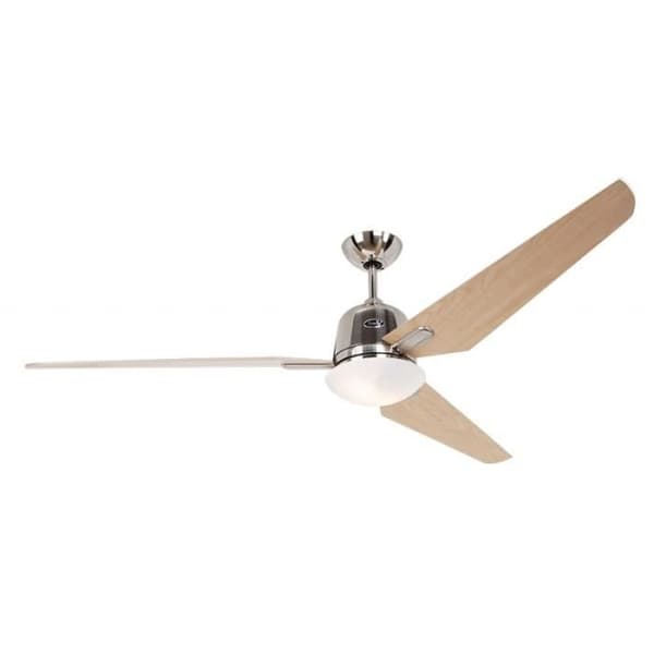 DC Eco AVIATOS BN-AH takfläkt, modern 132 cm borstad krom, lönnblad med ultratyst lampa