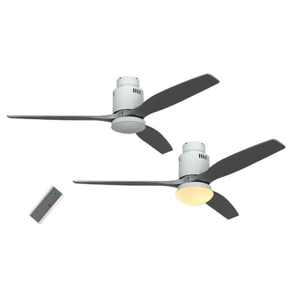 DC takfläkt, modern 132 Cm vitlackerade silvergrå träblad med lampa och fjärrkontroll, CASAFAN AERODYNAMIX