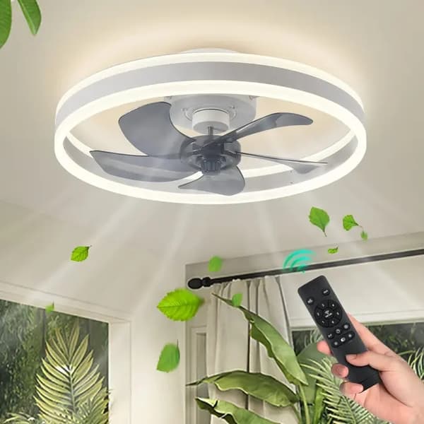 Moderne Led Loftventilator, DC-motor, Fjernbetjening, Hvid