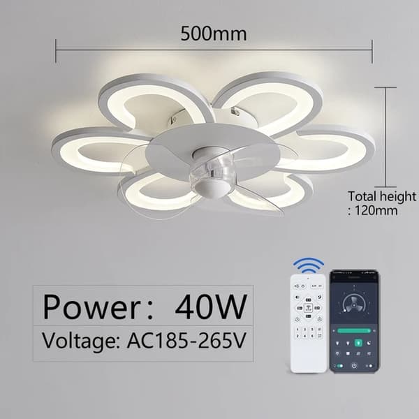 Kattotuuletin valolla, himmennettävä LED, kaukosäätösovellus, Smart-40W, 220 volttia