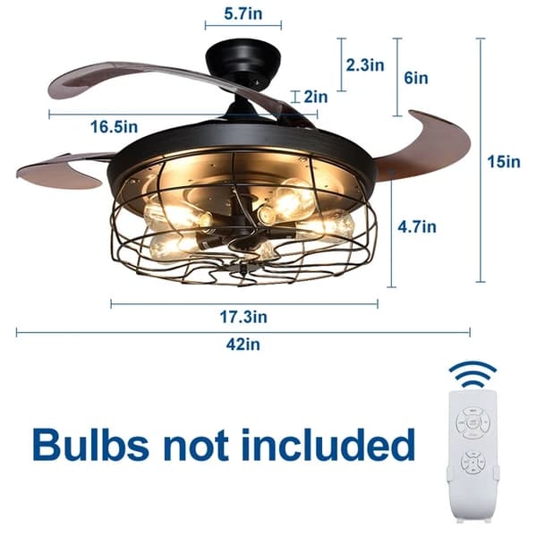 Krystal loftvifte, fjernbetjening, farveskiftende, stil 2, 36W, 220-240V
