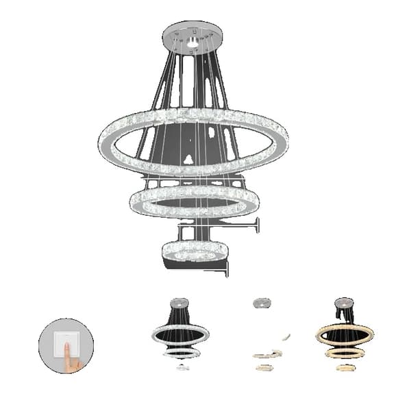 Krystal lysekrone, moderne design, hængende vedhæng, L57cm Oval, Kold Hvid