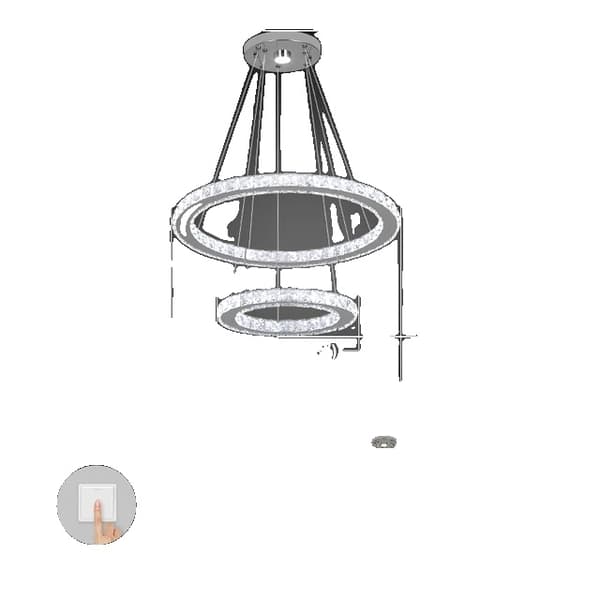 Krystal lysekrone, moderne design, hængende vedhæng, L57cm Oval, Kold Hvid