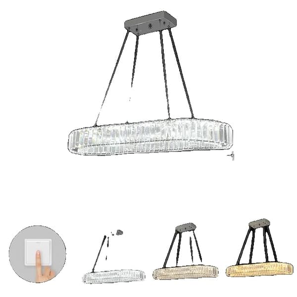 Krystal lysekrone, moderne design, hængende vedhæng, L57cm Oval, Kold Hvid