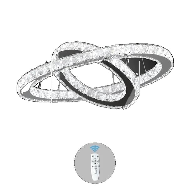 Krystal lysekrone, LED-belysning, Fjernbetjening, 3Rings D20 40 60cm, ændrbar ved knap