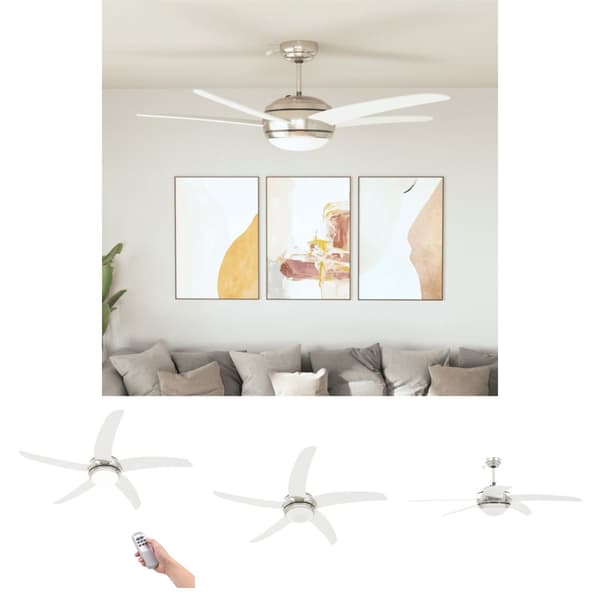The Living Store dekorativ loftventilator med lys 128 cm hvid -  Loftventilatorer